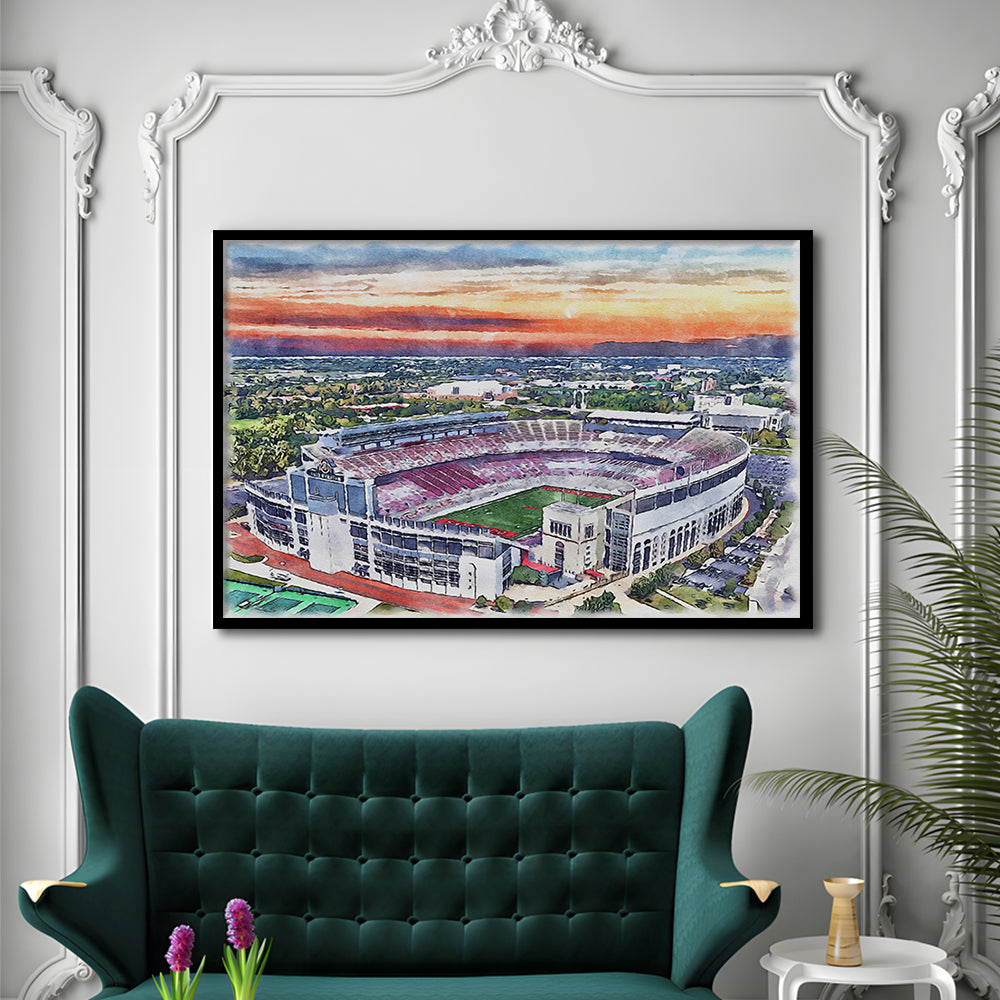 Ohio State Buckeyes, Ohio Painting Stadium Watercolor, Sport Gift Art, Framed Art Print Wall Decor