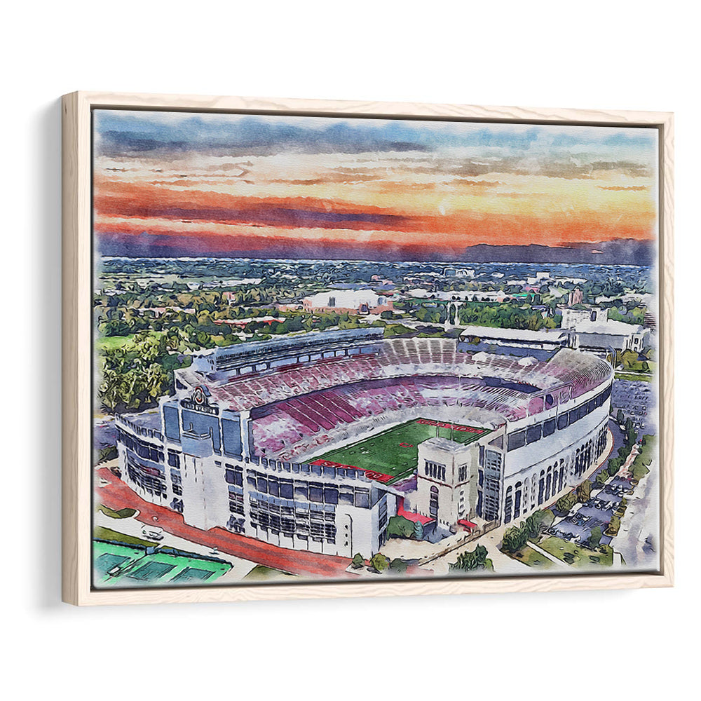 Ohio State Buckeyes, Ohio Painting Stadium Watercolor, Sport Gift Art, Framed Canvas Print Wall Art