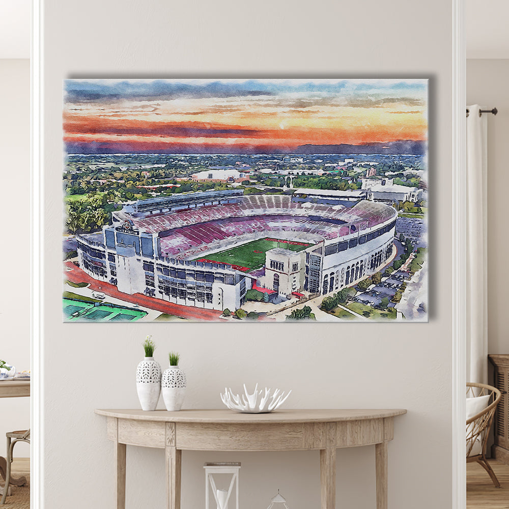 Ohio State Buckeyes, Ohio Painting Stadium Watercolor, Sport Art, Gifts for him, Canvas Print Wall Art