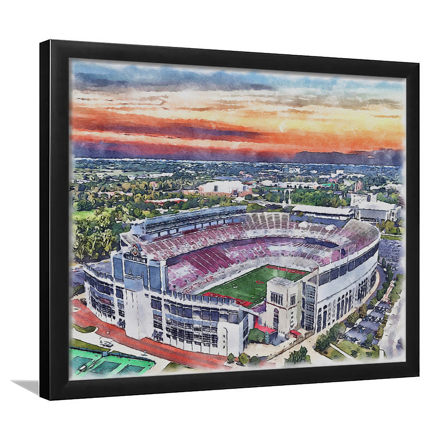 Ohio State Buckeyes, Ohio Painting Stadium Watercolor, Sport Gift Art, Framed Art Print Wall Decor