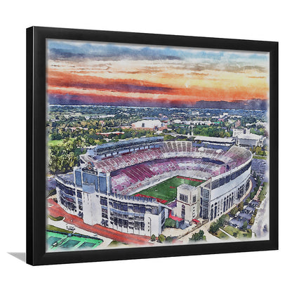 Ohio State Buckeyes, Ohio Painting Stadium Watercolor, Sport Gift Art, Framed Art Print Wall Decor
