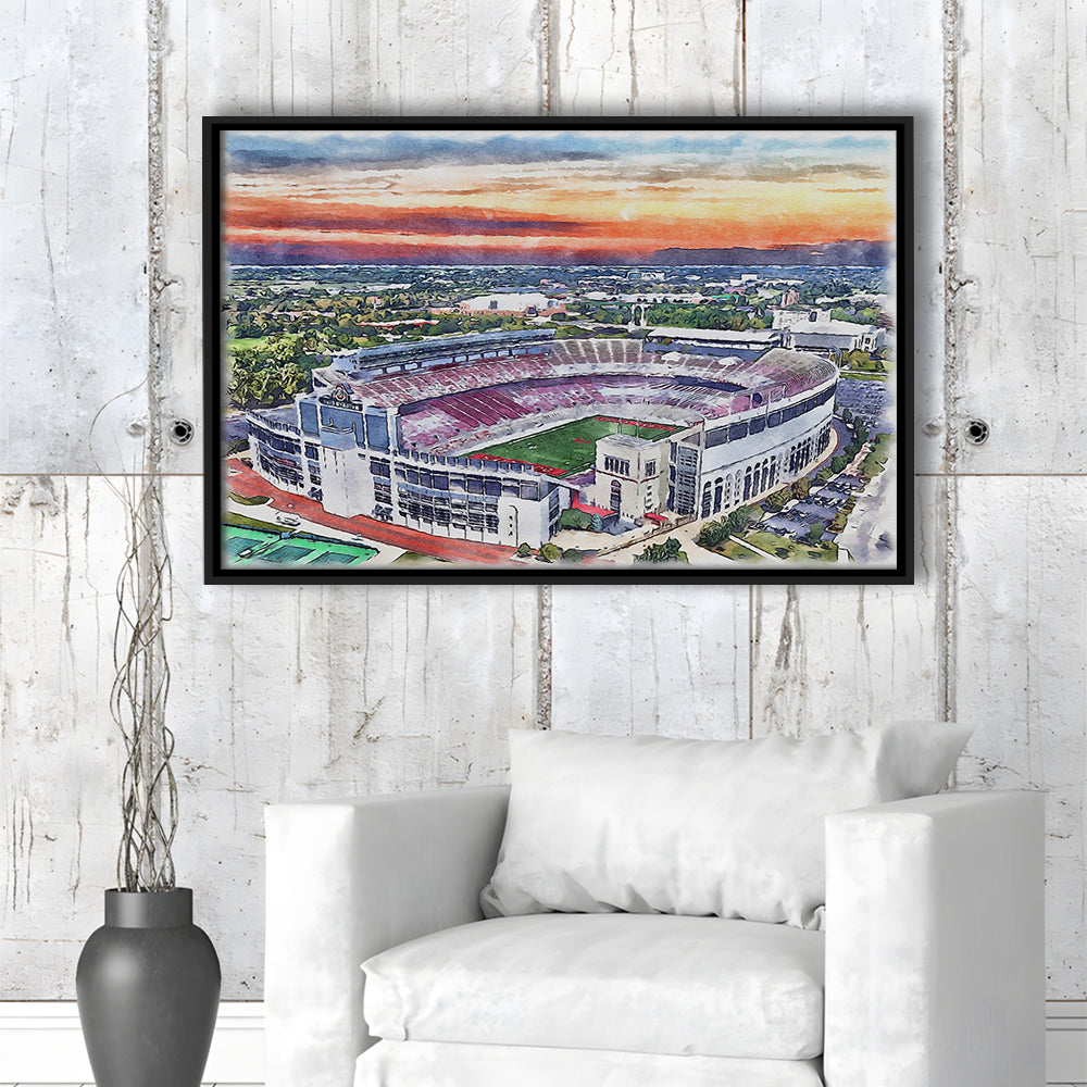 Ohio State Buckeyes, Ohio Painting Stadium Watercolor, Sport Gift Art, Framed Canvas Print Wall Art