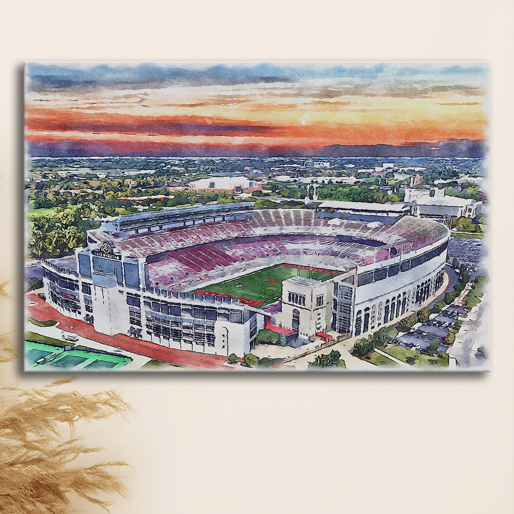 Ohio State Buckeyes, Ohio Painting Stadium Watercolor, Sport Art, Gifts for him, Canvas Print Wall Art