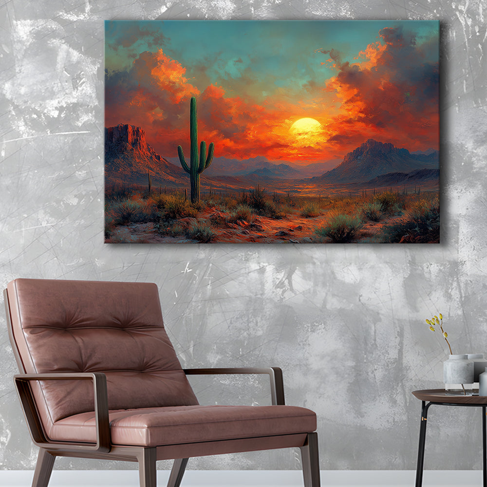 Oil Painting Moody Desert Paintingin Sunset, Canvas Art Decor Print, Painting Art, Canvas Print Wall Art Home Decor