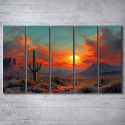 Oil Painting Moody Desert Paintingin Sunset, Canvas Art Print, Painting Art, Multi Panels Canvas Print Wall Art