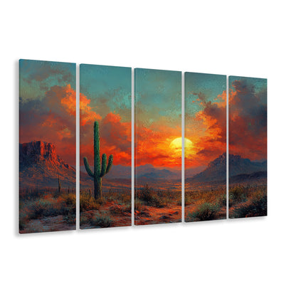 Oil Painting Moody Desert Paintingin Sunset, Canvas Art Print, Painting Art, Multi Panels Canvas Print Wall Art