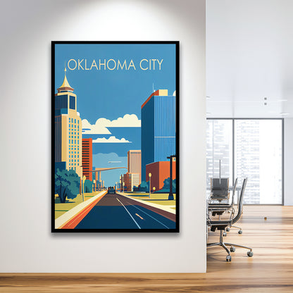Oklahoma City Retro Art Print, Oklahoma City City Wall Art, Framed Art Print, Picture Framed, Painting Art