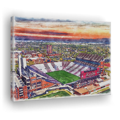 Oklahoma Memorial Stadium, Oklahoma College Painting Stadium, Sport Art, Gifts for him, Canvas Print Wall Art