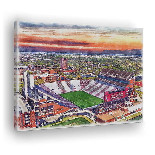 Oklahoma Memorial Stadium, Oklahoma College Painting Stadium, Sport Art, Gifts for him, Canvas Print Wall Art