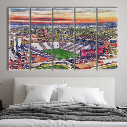 Oklahoma Memorial Stadium, Oklahoma College Painting Stadium, Sport Art, Extra Large Canvas Print Wall Art