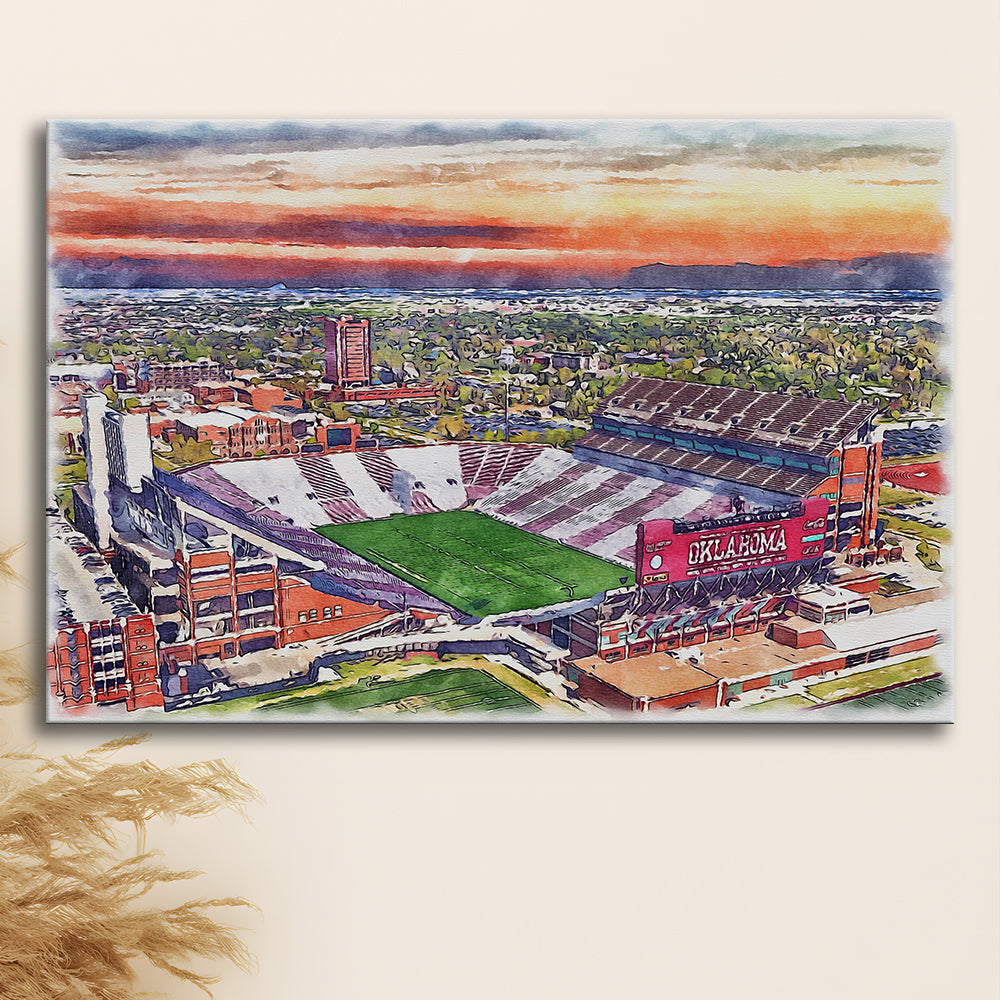 Oklahoma Memorial Stadium, Oklahoma College Painting Stadium, Sport Art, Gifts for him, Canvas Print Wall Art