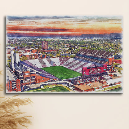 Oklahoma Memorial Stadium, Oklahoma College Painting Stadium, Sport Art, Gifts for him, Canvas Print Wall Art
