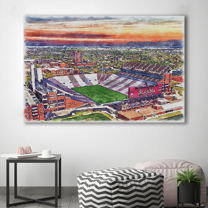 Oklahoma Memorial Stadium, Oklahoma College Painting Stadium, Sport Art, Gifts for him, Canvas Print Wall Art
