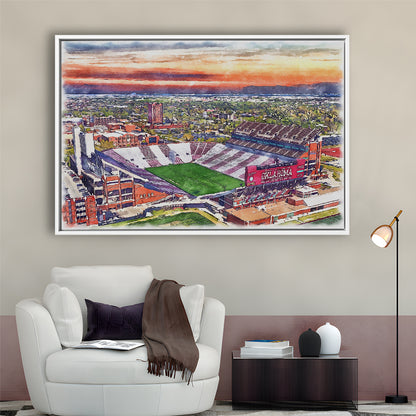 Oklahoma Memorial Stadium, Oklahoma College Painting Stadium, Sport Gift Art, Framed Canvas Print Wall Art