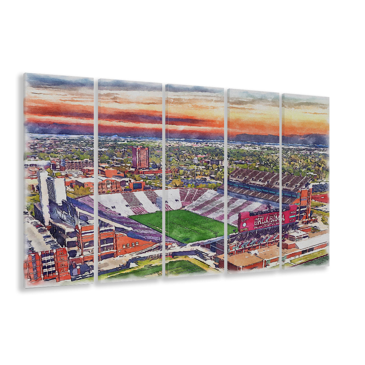 Oklahoma Memorial Stadium, Oklahoma College Painting Stadium, Sport Art, Extra Large Canvas Print Wall Art