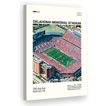 Oklahoma Memorial Stadium Print, Oklahoma Sooners Stadium Canvas Art, Fan Gifts, Sport Art, Canvas Print Wall Art