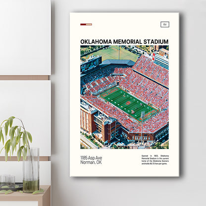 Oklahoma Memorial Stadium Print, Oklahoma Sooners Stadium Canvas Art, Fan Gifts, Sport Art, Canvas Print Wall Art