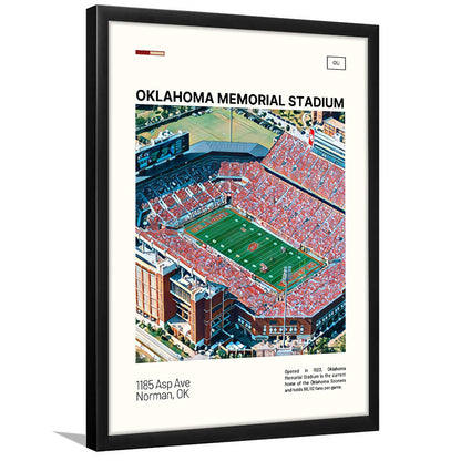 Oklahoma Memorial Stadium Print, Oklahoma Sooners Stadium Art, Gifts for him, Sport Art, Framed Art Print Wall Decor