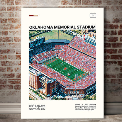 Oklahoma Memorial Stadium Print, Oklahoma Sooners Stadium Canvas Art, Fan Gifts, Sport Art, Canvas Print Wall Art