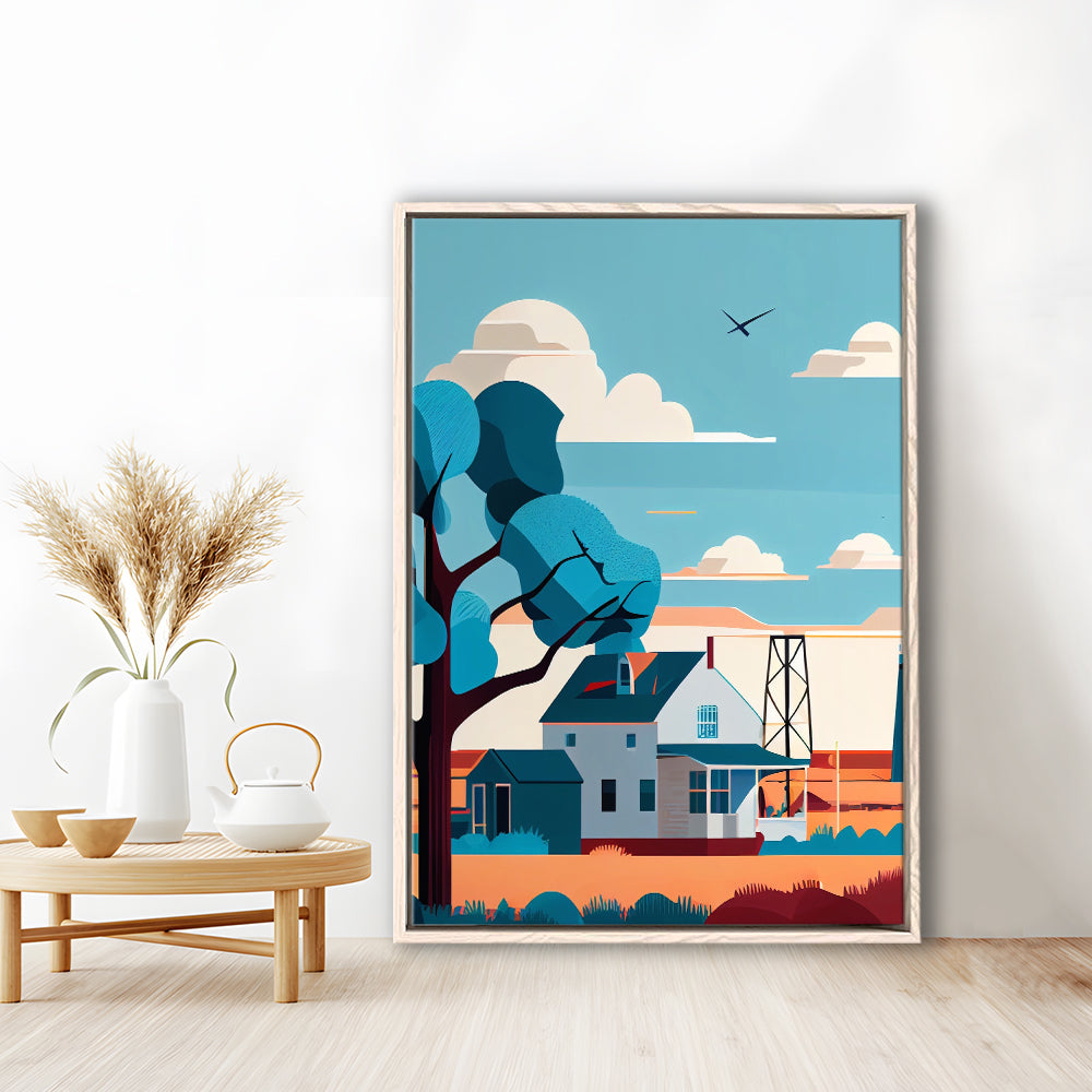 Oklahoma Retro Art Print, Oklahoma City Wall Art, Floating Framed Canvas Print, Framed Picture, Painting Canvas