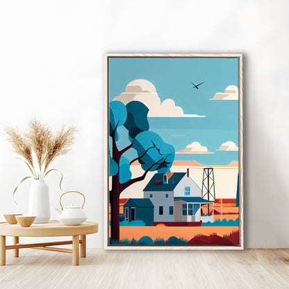 Oklahoma Retro Art Print, Oklahoma City Wall Art, Floating Framed Canvas Print, Framed Picture, Painting Canvas