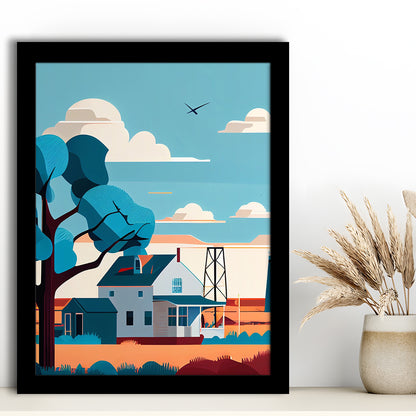 Oklahoma Retro Art Print, Oklahoma City Wall Art, Framed Art Print, Picture Framed, Painting Art