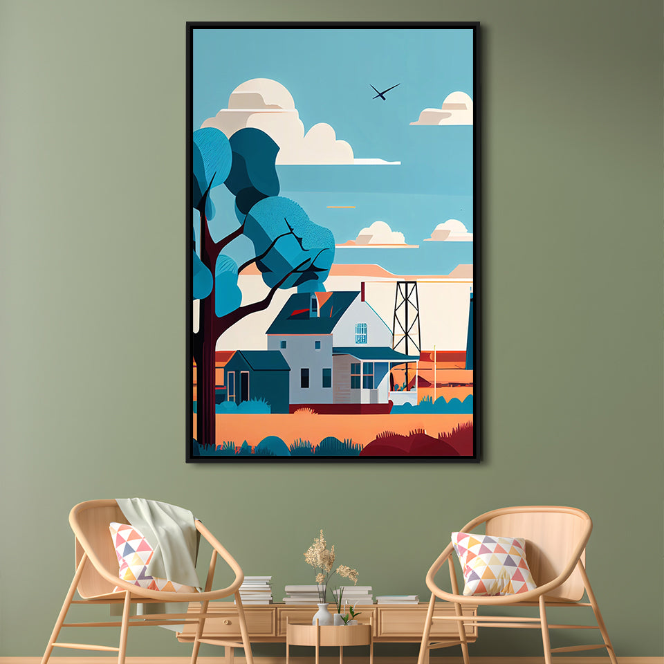 Oklahoma Retro Art Print, Oklahoma City Wall Art, Floating Framed Canvas Print, Framed Picture, Painting Canvas