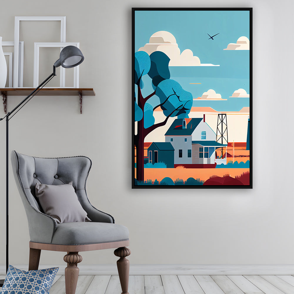 Oklahoma Retro Art Print, Oklahoma City Wall Art, Floating Framed Canvas Print, Framed Picture, Painting Canvas