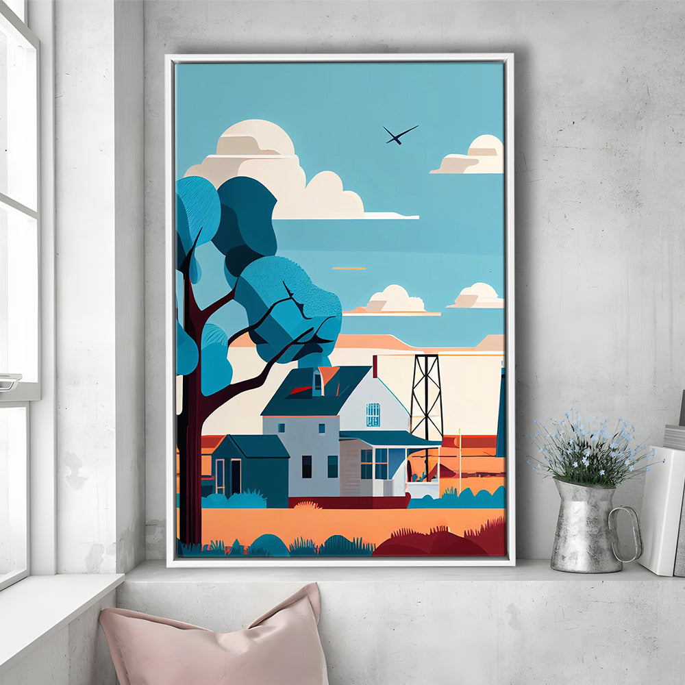 Oklahoma Retro Art Print, Oklahoma City Wall Art, Floating Framed Canvas Print, Framed Picture, Painting Canvas