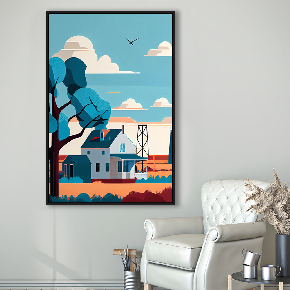 Oklahoma Retro Art Print, Oklahoma City Wall Art, Floating Framed Canvas Print, Framed Picture, Painting Canvas