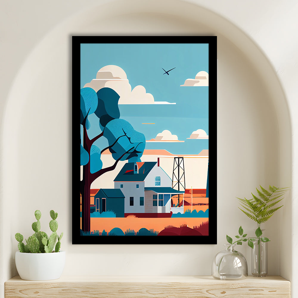 Oklahoma Retro Art Print, Oklahoma City Wall Art, Framed Art Print, Picture Framed, Painting Art