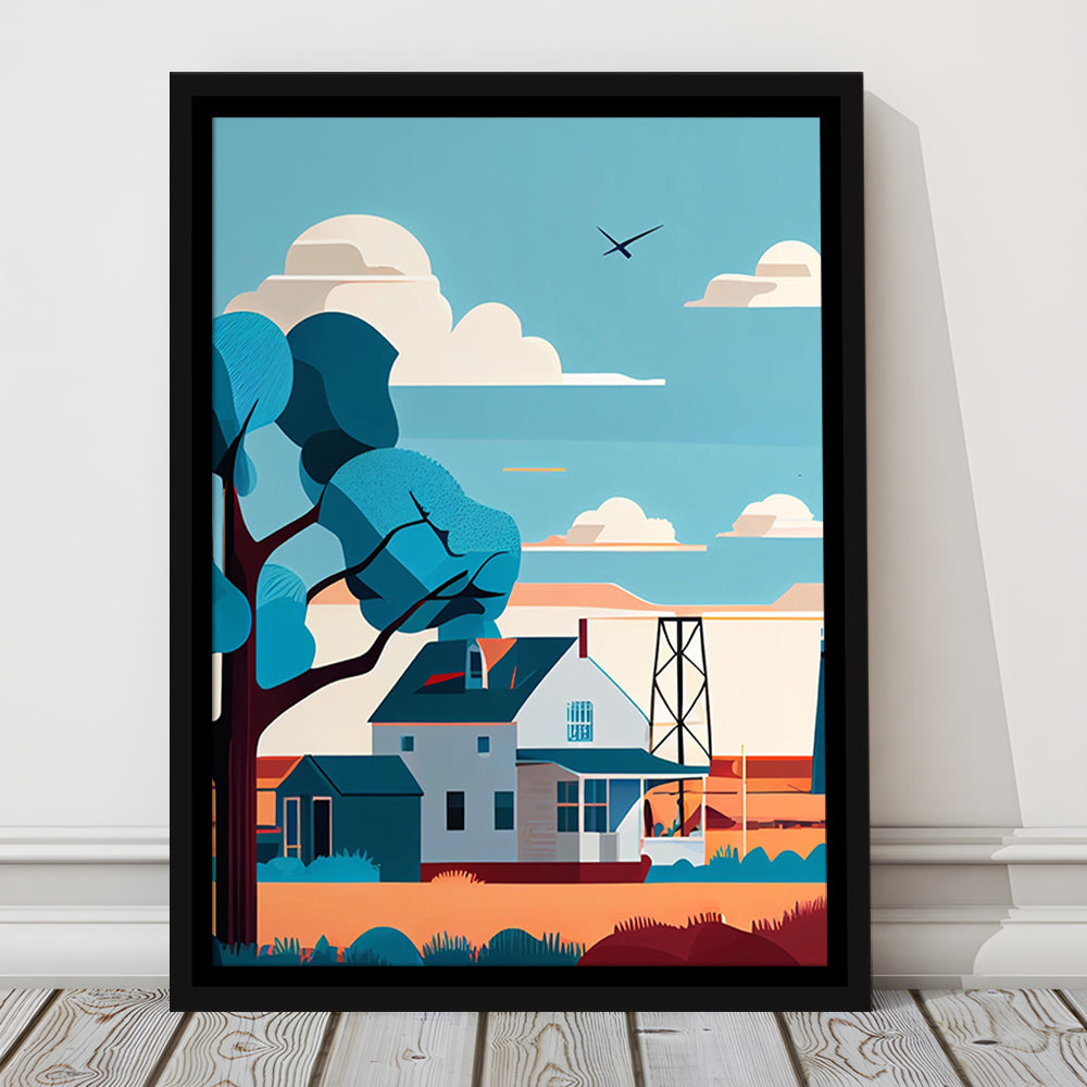 Oklahoma Retro Art Print, Oklahoma City Wall Art, Floating Framed Canvas Print, Framed Picture, Painting Canvas