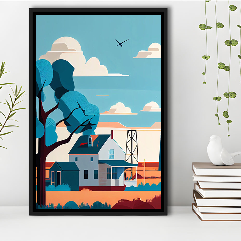 Oklahoma Retro Art Print, Oklahoma City Wall Art, Floating Framed Canvas Print, Framed Picture, Painting Canvas