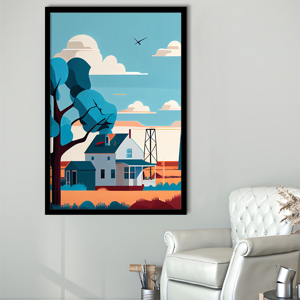 Oklahoma Retro Art Print, Oklahoma City Wall Art, Framed Art Print, Picture Framed, Painting Art