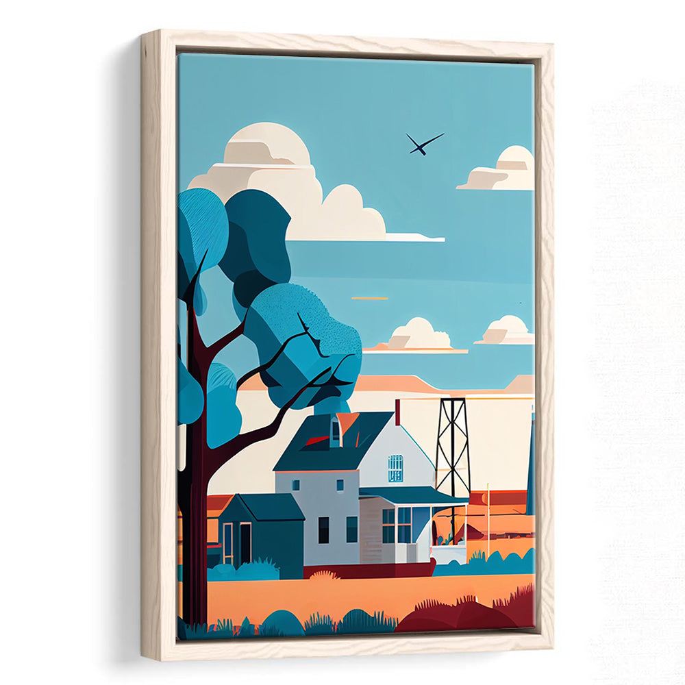 Oklahoma Retro Art Print, Oklahoma City Wall Art, Floating Framed Canvas Print, Framed Picture, Painting Canvas