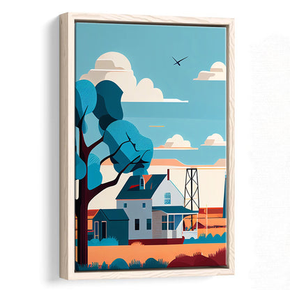 Oklahoma Retro Art Print, Oklahoma City Wall Art, Floating Framed Canvas Print, Framed Picture, Painting Canvas