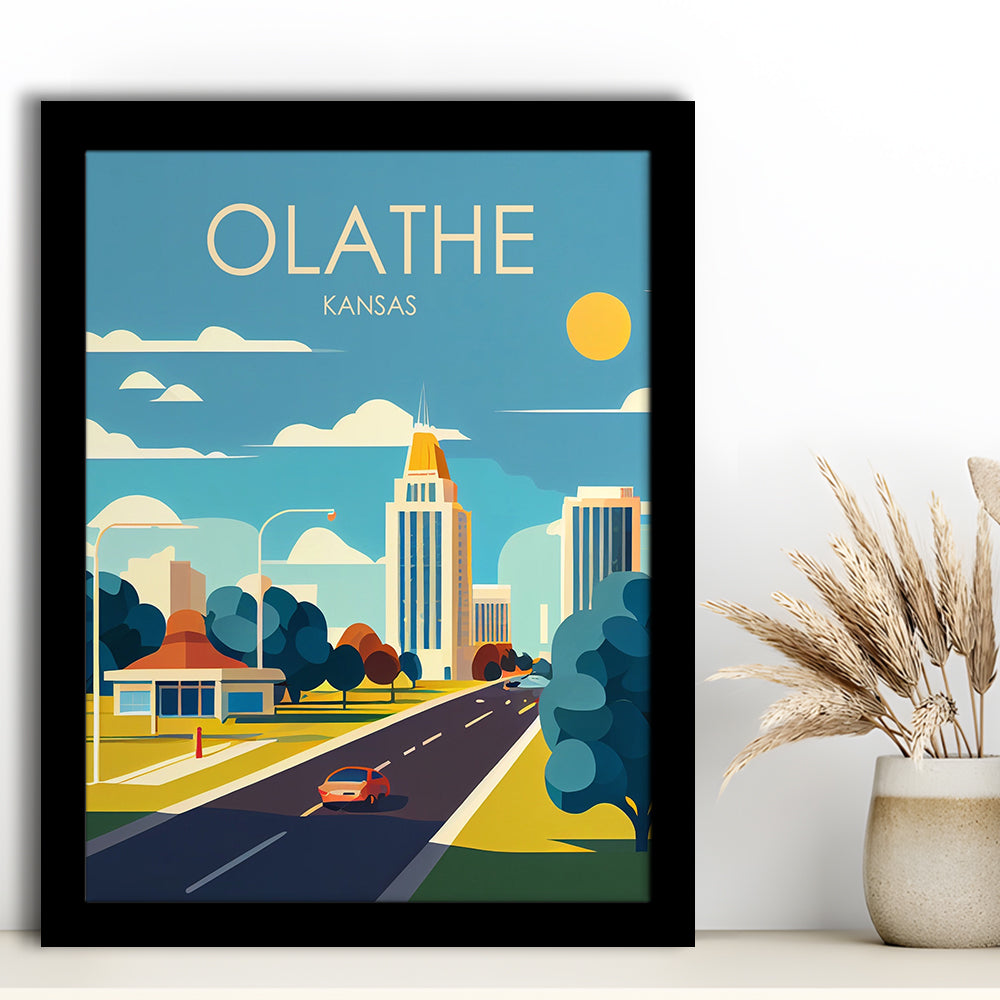Olathe Kansas Retro Art Print, Olathe City Wall Art, Framed Art Print, Picture Framed, Painting Art