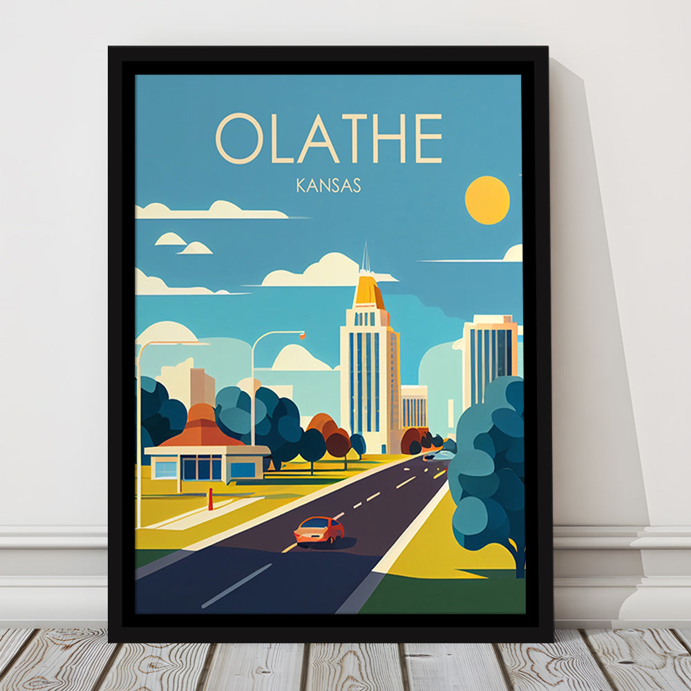 Olathe Kansas Retro Art Print, Olathe City Wall Art, Floating Framed Canvas Print, Framed Picture, Painting Canvas
