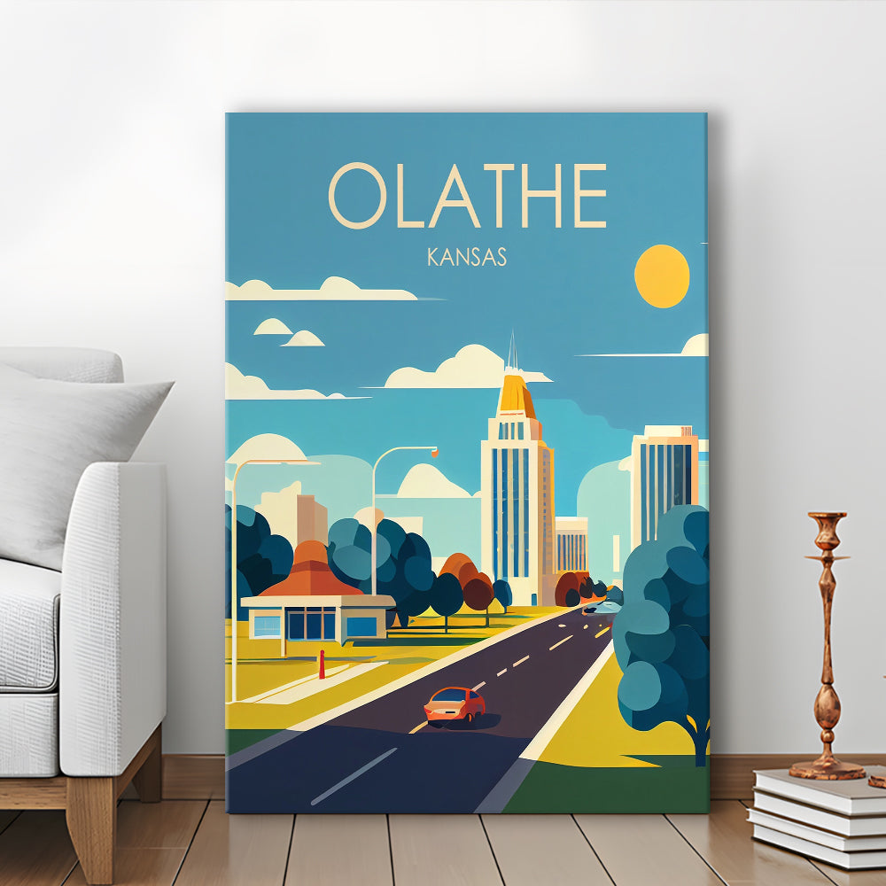 Olathe Kansas Retro Art Print, Olathe City Wall Art, Canvas Print, Painting Canvas, Living Room Decor