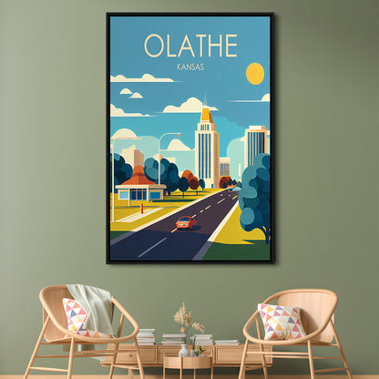 Olathe Kansas Retro Art Print, Olathe City Wall Art, Floating Framed Canvas Print, Framed Picture, Painting Canvas