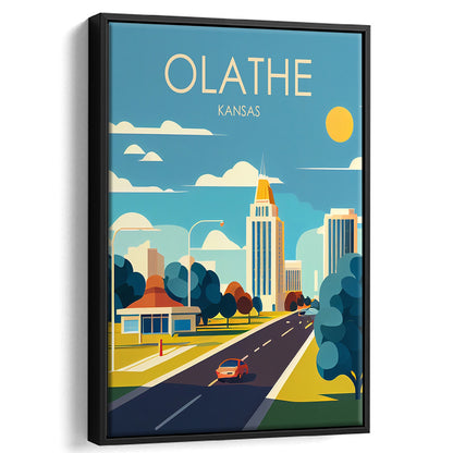 Olathe Kansas Retro Art Print, Olathe City Wall Art, Floating Framed Canvas Print, Framed Picture, Painting Canvas