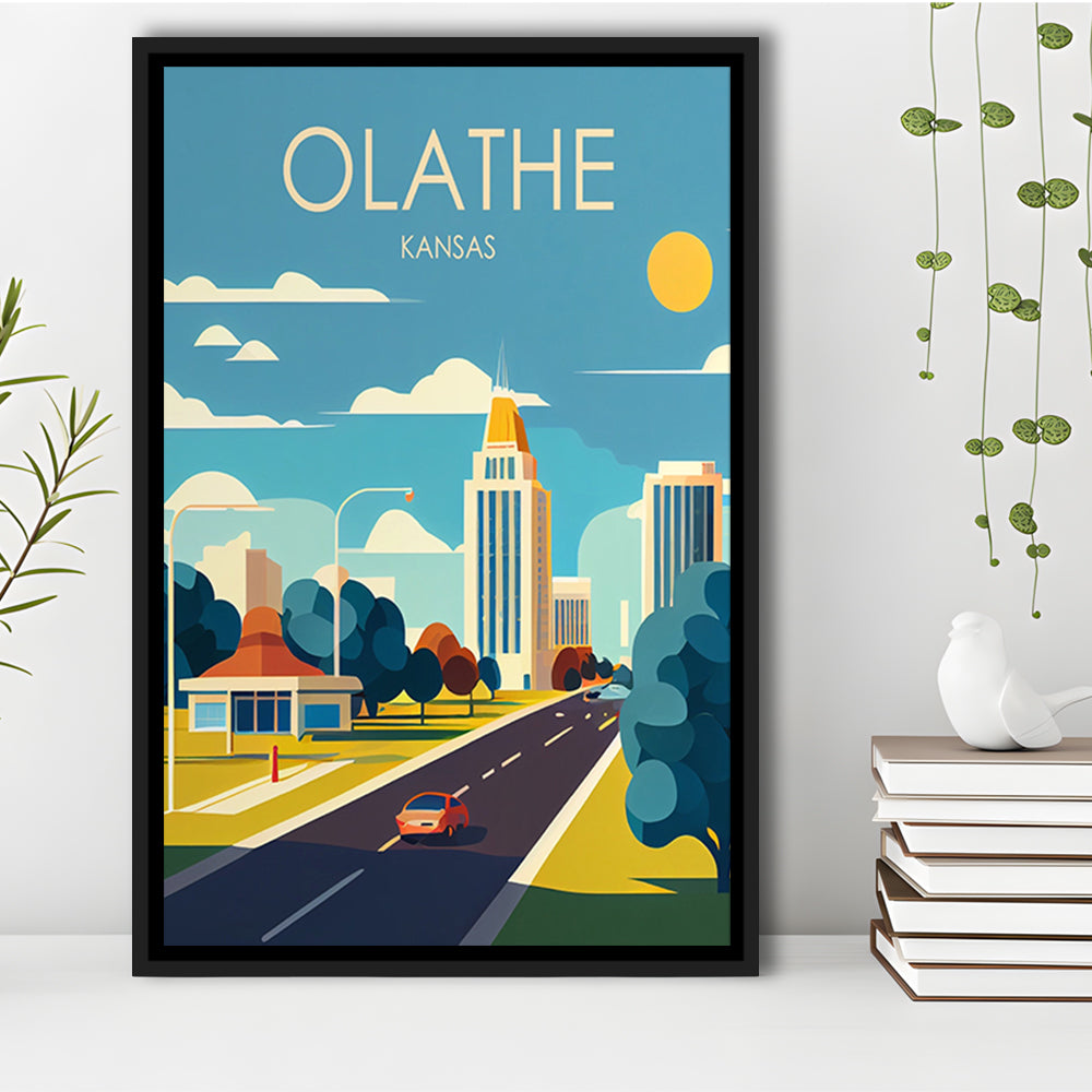 Olathe Kansas Retro Art Print, Olathe City Wall Art, Floating Framed Canvas Print, Framed Picture, Painting Canvas