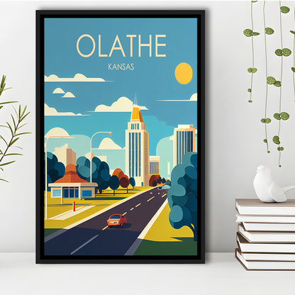 Olathe Kansas Retro Art Print, Olathe City Wall Art, Floating Framed Canvas Print, Framed Picture, Painting Canvas