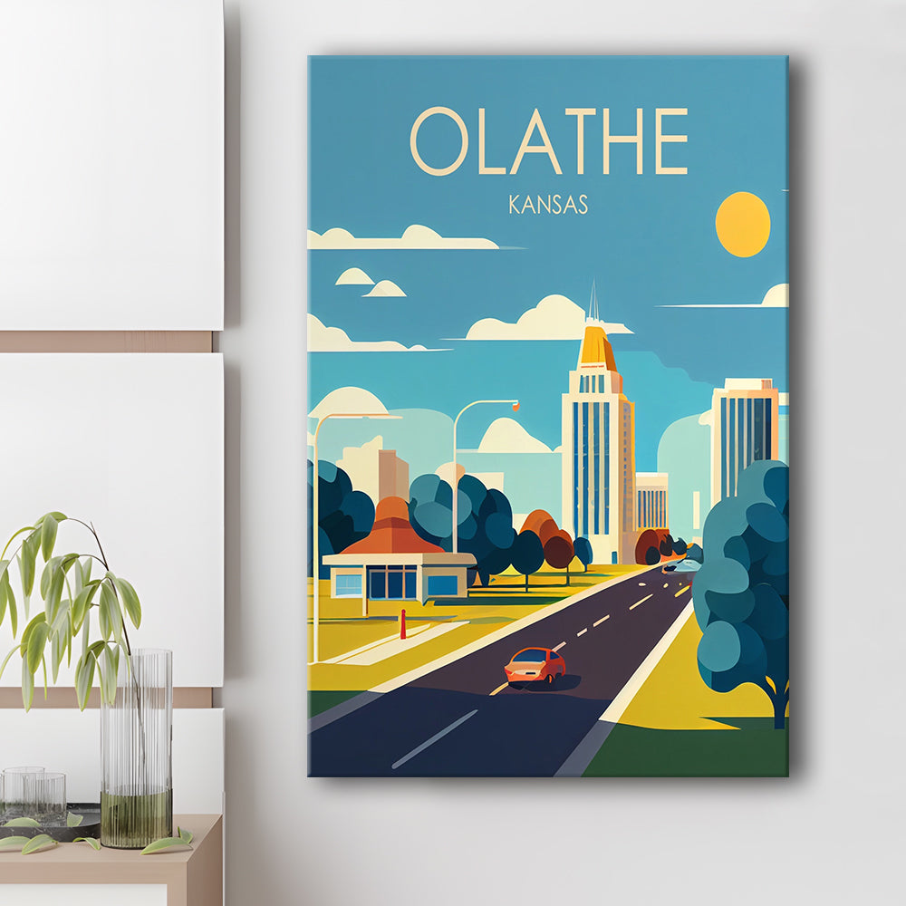 Olathe Kansas Retro Art Print, Olathe City Wall Art, Canvas Print, Painting Canvas, Living Room Decor