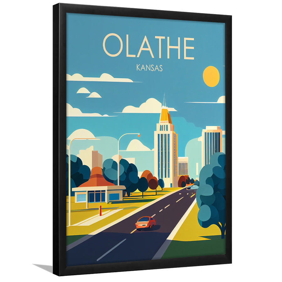 Olathe Kansas Retro Art Print, Olathe City Wall Art, Framed Art Print, Picture Framed, Painting Art