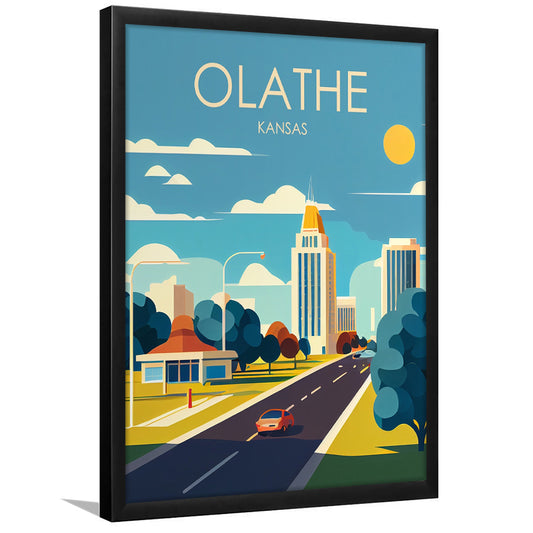 Olathe Kansas Retro Art Print, Olathe City Wall Art, Framed Art Print, Picture Framed, Painting Art