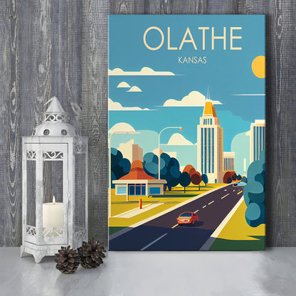 Olathe Kansas Retro Art Print, Olathe City Wall Art, Canvas Print, Painting Canvas, Living Room Decor
