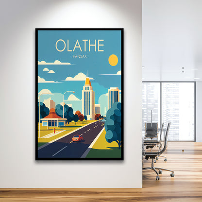 Olathe Kansas Retro Art Print, Olathe City Wall Art, Framed Art Print, Picture Framed, Painting Art