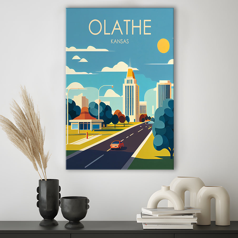 Olathe Kansas Retro Art Print, Olathe City Wall Art, Canvas Print, Painting Canvas, Living Room Decor