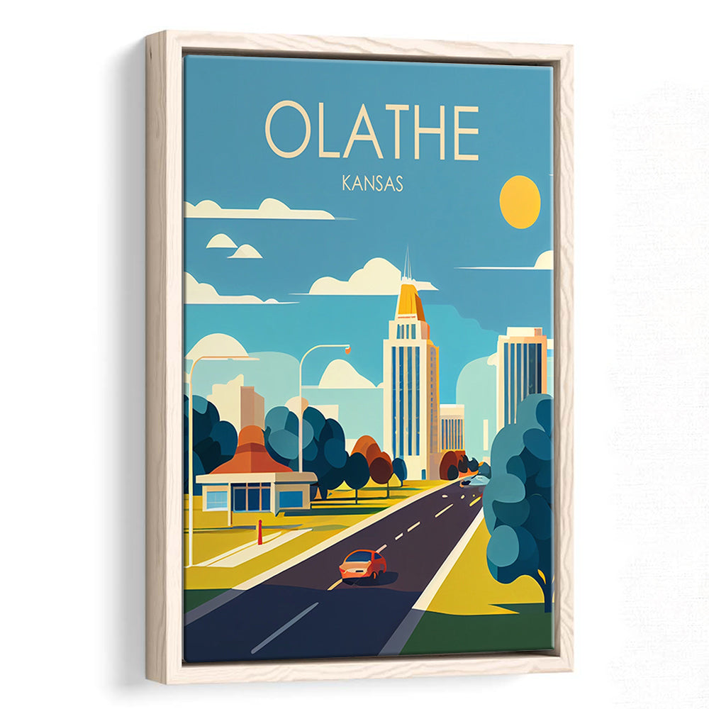 Olathe Kansas Retro Art Print, Olathe City Wall Art, Floating Framed Canvas Print, Framed Picture, Painting Canvas